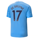 DE BRUYNE #17 Manchester City Home Soccer Jerseys Mens 2020/21(League Font)