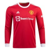 Manchester United Home Long Sleeve Soccer Jersey 2021/22
