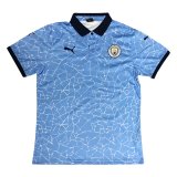 Manchester City Polo Shirt Blue Texture 2020/21