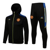 2021-2022 Manchester United Hoodie Jacket + Pants Training Suit Black