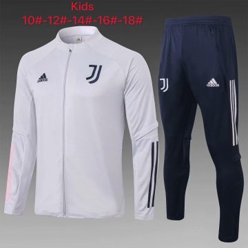 Kids Juventus Jacket + Pants Training Suit Light Grey 2020/21