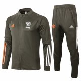 Manchester United Jacket + Pants Training Suit Olive Green 2020/21