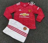 Manchester United Home Soccer Jersey Kit Kids Long Sleeve 2020/21