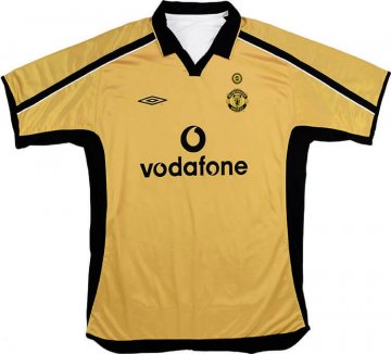 Manchester United Retro Golden Soccer Jerseys Mens 2001