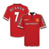 1998-1999 Man Utd Home #7 Beckham Retro Soccer Jersey Shirt