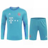 Bayern Munich Goalkeeper Blue Long Sleeve Jersey + Shorts Set Mens 2020/21