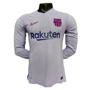 2021-2022 Barcelona Player Version Away Long Sleeve Soccer Jersey