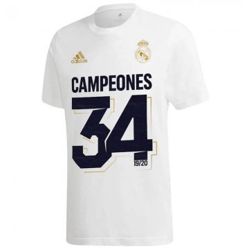 Real Madrid 19-20 CAMPEONS 34 White T-Shirt Mens