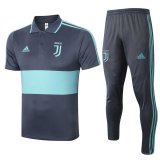 Juventus Polo Tracksuit Mens Grey&Blue 2020/21