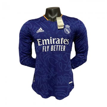 2021-2022 Real Madrid Player Version Away Long Sleeve Soccer Jersey
