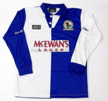 Blackburn Rovers Retro Home Soccer Jerseys Long Sleeve Mens 1994/95