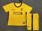Liverpool Goalkeeper Yellow Soccer Jerseys Kit Kids 2020/21
