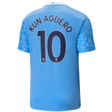 KUN AGUERO #10 Manchester City Home Soccer Jerseys Mens 2020/21(League Font)