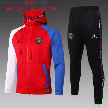Kids PSG x Jordan Hoodie Jacket + Pants Training Suit Red 2020/21