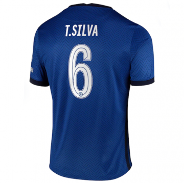 T.SILVA #6 Chelsea Home Soccer Jersey 2020/21 (UCL Font)