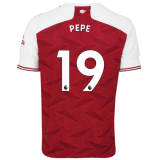 PEPE #19 Arsenal Home Soccer Jerseys Mens 2020/21(League Font)