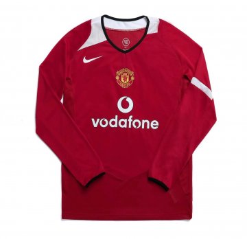 Manchester United Retro Home Long Sleeve Soccer Jerseys Mens 2006
