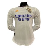 2021-2022 Real Madrid Home Long Sleeve Soccer Jersey (Player Version)