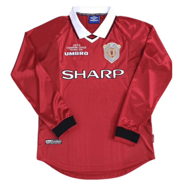 Manchester United Retro Home Long Sleeve Soccer Jerseys Mens 1999