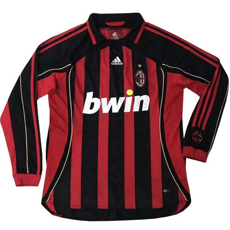 AC Milan Retro Home Long Sleeve Soccer Jerseys Mens 2006-2007