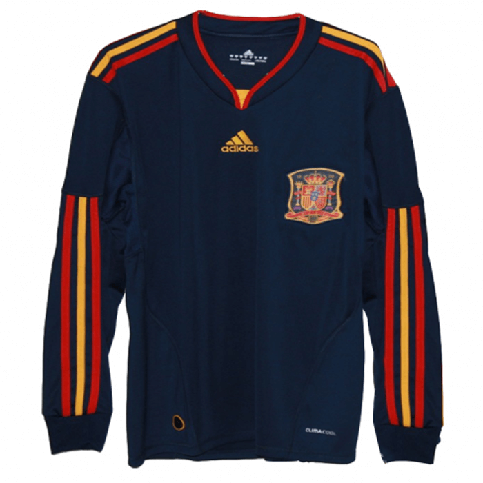 Spain Retro Away Long Sleeve Soccer Jerseys Mens 2010